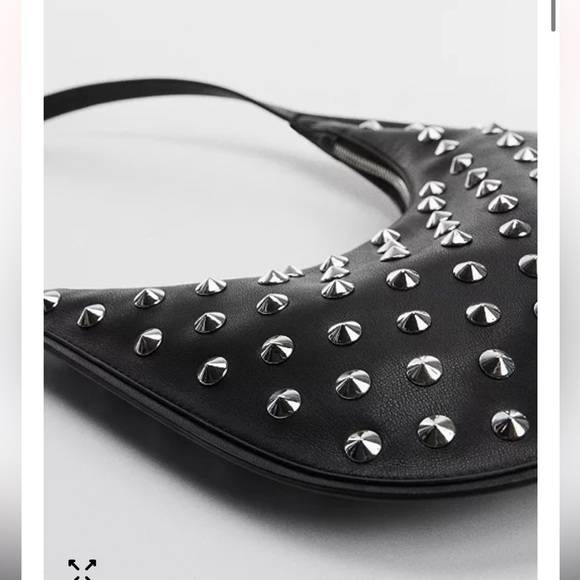 Mango Black Studded Shoulder Bag - Picture 3 of 9